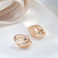 585 Rose Gold Glossy Dangle Flower Earrings - Golonzo -                                                                             