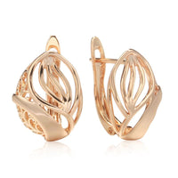 585 Rose Gold Glossy Dangle Flower Earrings - Golonzo -                                                                             