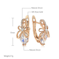 585 Rose Gold Luxury Crystal Flower Drop Earring - Golonzo -                                                                             