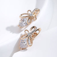 585 Rose Gold Luxury Crystal Flower Drop Earring - Golonzo -                                                                             