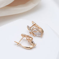585 Rose Gold Luxury Crystal Flower Drop Earring - Golonzo -                                                                             