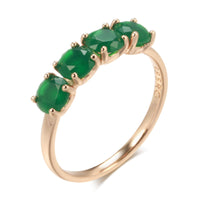 585 Rose Gold Luxury Emerald Round Cut Zircon Ring - Golonzo -                                                                             