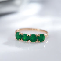 585 Rose Gold Luxury Emerald Round Cut Zircon Ring - Golonzo -                                                                             