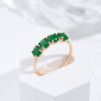 585 Rose Gold Luxury Emerald Round Cut Zircon Ring - Golonzo -                                                                             