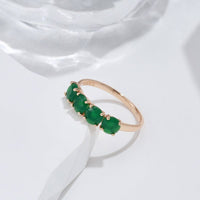 585 Rose Gold Luxury Emerald Round Cut Zircon Ring - Golonzo -                                                                             