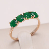 585 Rose Gold Luxury Emerald Round Cut Zircon Ring - Golonzo -                                                                             