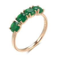 585 Rose Gold Luxury Emerald Round Cut Zircon Ring - Golonzo -                                                                             
