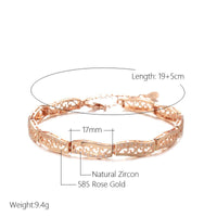585 Rose Gold Luxury Natural Zircon Wave Pattern Bracelet for Women - Golonzo -                                                                             