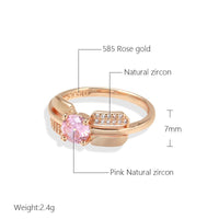 585 Rose Gold Luxury Pink Princess Natural Zircon Cut Ring for Women - Golonzo -                                                                             