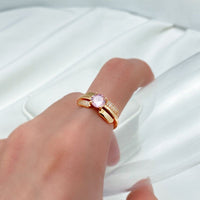 585 Rose Gold Luxury Pink Princess Natural Zircon Cut Ring for Women - Golonzo -                                                                             