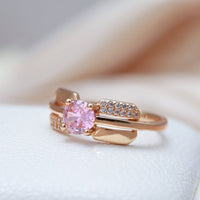 585 Rose Gold Luxury Pink Princess Natural Zircon Cut Ring for Women - Golonzo -                                                                             