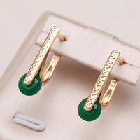 585 Rose Gold Luxury Round Crystal Ethnic Style Earrings - Golonzo -                                                                             