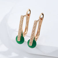 585 Rose Gold Luxury Round Crystal Ethnic Style Earrings - Golonzo -                                                                             