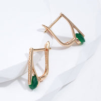 585 Rose Gold Luxury Round Crystal Ethnic Style Earrings - Golonzo -                                                                             