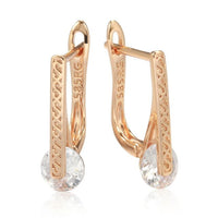 585 Rose Gold Luxury Round Crystal Ethnic Style Earrings - Golonzo -                                                                             