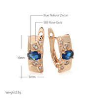585 Rose Gold Luxury Symmetry Blue Natural Zircon Drop Earring - Golonzo -                                                                             