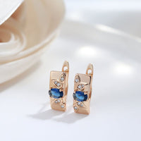 585 Rose Gold Luxury Symmetry Blue Natural Zircon Drop Earring - Golonzo -                                                                             