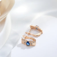 585 Rose Gold Luxury Symmetry Blue Natural Zircon Drop Earring - Golonzo -                                                                             