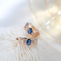 585 Rose Gold Luxury Symmetry Blue Natural Zircon Drop Earring - Golonzo -                                                                             