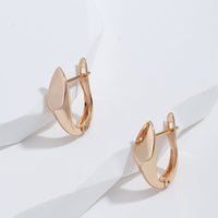 585 Rose Gold Simple Rhombus Glossy Dangle Earrings - Golonzo -                                                                             