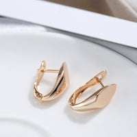 585 Rose Gold Simple Rhombus Glossy Dangle Earrings - Golonzo -                                                                             