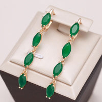 585 Rose Gold Vintage Green Natural Zircon Earring - Golonzo -                                                                             