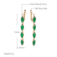 585 Rose Gold Vintage Green Natural Zircon Earring - Golonzo -                                                                             