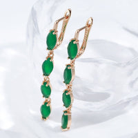 585 Rose Gold Vintage Green Natural Zircon Earring - Golonzo -                                                                             
