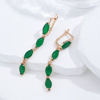 585 Rose Gold Vintage Green Natural Zircon Earring - Golonzo -                                                                             
