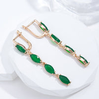 585 Rose Gold Vintage Green Natural Zircon Earring - Golonzo -                                                                             