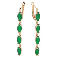 585 Rose Gold Vintage Green Natural Zircon Earring - Golonzo -                                                                             