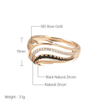 585 Rose Gold White&Black Natural Zircon Waves Ring - Golonzo -                                                                             