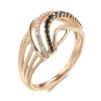 585 Rose Gold White&Black Natural Zircon Waves Ring - Golonzo -                                                                             
