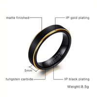 5MM Thin Black Tungsten Rings for Men - Golonzo -                                                                             