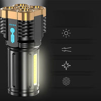 5 Core Super Bright Flashlight Rechargeable Outdoor Multi function - Golonzo -                                                                             
