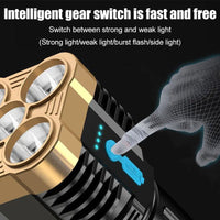 5 Core Super Bright Flashlight Rechargeable Outdoor Multi function - Golonzo -                                                                             