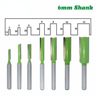 7pcs 6/6.35mm Shank Single Double Flute Straight Bit for Woodworking - Golonzo -                                                                             