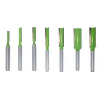7pcs 6/6.35mm Shank Single Double Flute Straight Bit for Woodworking - Golonzo -                                                                             