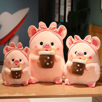 30/40/60CM Piggy Holding Bubble Cup Pillows Dolls - Golonzo -                                                                             