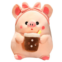 30/40/60CM Piggy Holding Bubble Cup Pillows Dolls - Golonzo -                                                                             