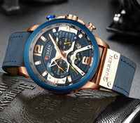 12/6 Men's Watches - Men Casual Leather Waterproof Chronograph Sport Quartz Watch - Golonzo -                                                                             