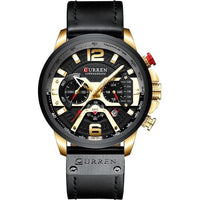 12/6 Men's Watches - Men Casual Leather Waterproof Chronograph Sport Quartz Watch - Golonzo -                                                                             