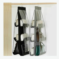 6 Pocket Hanging Handbag Transparent Storage Bag - Golonzo -                                                                             