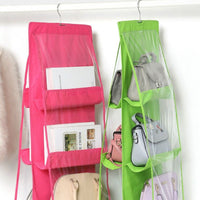 6 Pocket Hanging Handbag Transparent Storage Bag - Golonzo -                                                                             