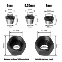 6/6.35/8mm Collet Chuck Adapter with Nut Engraving - Golonzo -                                                                             