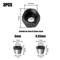 6/6.35/8mm Collet Chuck Adapter with Nut Engraving - Golonzo -                                                                             