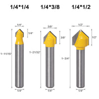 1/4" Shank Router Rounf Nose/90 Degree V-Groove Bit - Golonzo -                                                                             