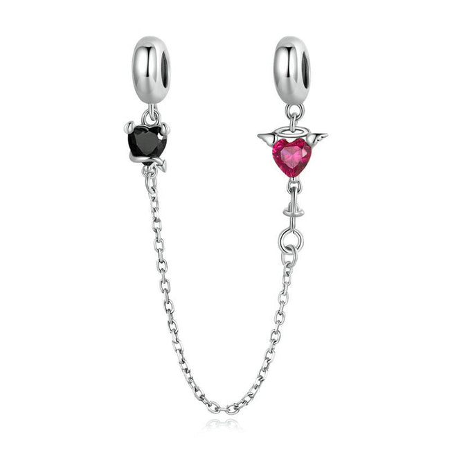 925 Sterling Silver Angel and Demon Safety Chain fit for DIY Making Bracelet & Bangle - Golonzo -                                                                             