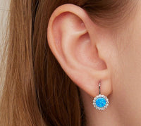 925 Sterling Silver Blue Opal Piercing Earrings for Women - Golonzo -                                                                             