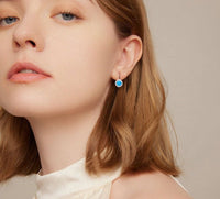 925 Sterling Silver Blue Opal Piercing Earrings for Women - Golonzo -                                                                             